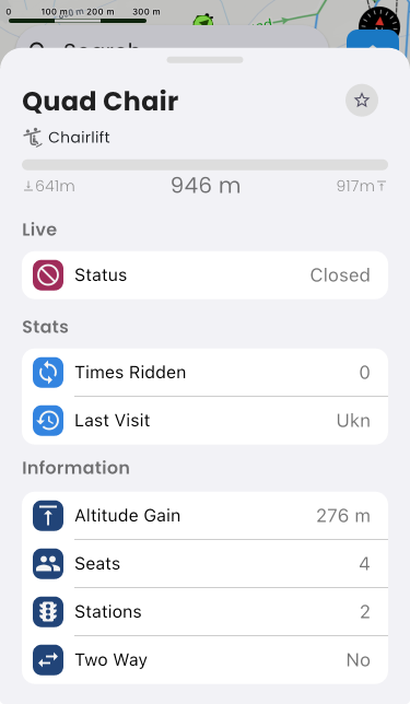 Screenshot of the lift flyout